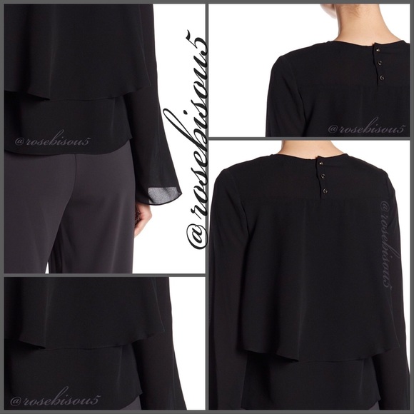 {BADGLEY MISCHKA} Silk Flounce Overlay Blouse - Picture 6 of 8